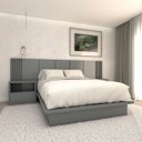 Ver imagem 2 de Cama Queen e Cabeceira com 2 Mesas Laterais Mdf sob Medida Cor:cinza Sagrado