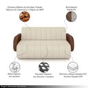 Ver imagem 3 de Sofá Decorativo Living Sala de Estar Bornéu 188cm Pés de Madeira Pu/veludo Marrom/bege Claro G33 - G