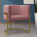 Ver imagem 2 de Kit 2 Poltronas Reforçada Decorativa Sala Carla Base Ferro Dourada Suede Rose