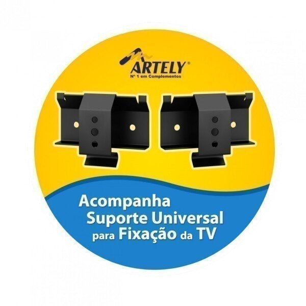 Rack com Painel para TV até 47 Polegadas 2 Prateleiras Roma Moderno Artely - 6