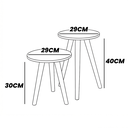 Ver imagem 4 de Kit 2 Mesas Laterais Redondas Brancas com Pés Palito em Madeira Natural