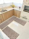 Ver imagem 1 de Kit 3 Peças Jogo Cozinha Passadeira Emborrachada Não Derrapa Elos Marrom Bege