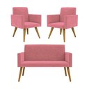 Ver imagem 1 de Kit Namoradeira + 2 Poltronas Decorativas Recepção Balaqui Cor:rosa