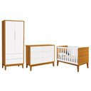 Ver imagem 1 de Dormitório Completo Infantil Classic 2 Portas, Cômoda 6 Gavetas e Berço Branco/Savana com Pés