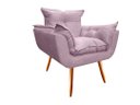 Ver imagem 4 de Kit Namoradeira + 2 Poltronas Decorativa Opala Suede Rosê Pés Madeira Mz Decor
