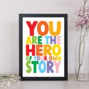 Ver imagem 1 de Quadro You Are The Hero 24x18cm:moldura Branca
