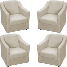 Kit 4 Poltronas Decorativas para Sala de Espera Recepção Escritório Consultório Suede - 1
