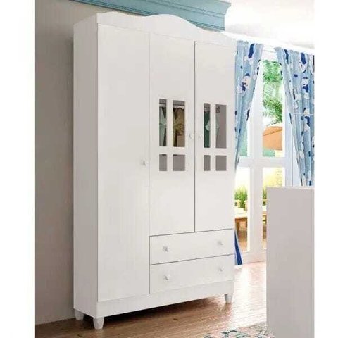Guarda-Roupa Infantil Ariel 3 Portas 2 Gavetas Branco Fosco