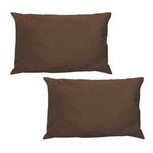 Kit 2 Capas para Almofada em Veludo Liso Retangular 60x40 Cor:marrom Camurça