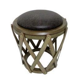 Puff Tamborete Reverso Marrom Mesa Lateral 42x42x44 - 1