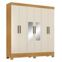 Ver imagem 1 de Guarda Roupa Casal Prático 6 Portas Cinamon Touch/off White com Espelho - Demóbile