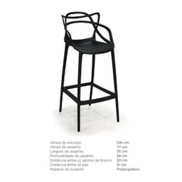 Kit 8 Banquetas Altas 76 Allegra Master Cozinha Preto - 6