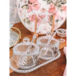 Açucareiro Cristal com Colher Pearl 10 Cm X 8 Cm X 7 Cm Wolff Transparente - 5
