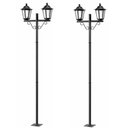 Ver imagem 1 de Kit 2 Postes Luminária de Jardim Retrô Colonial Preto Dital Grega 1,61m Alumínio Lente Fosca