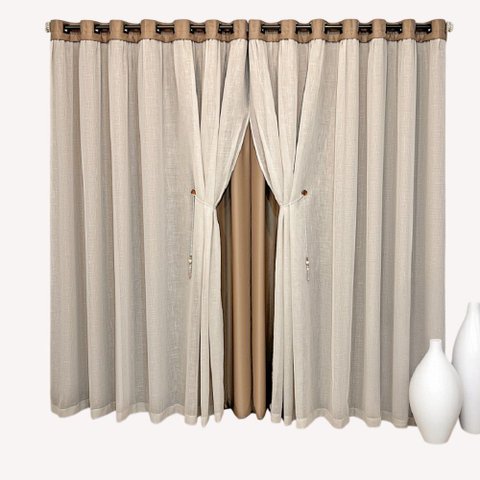 Cortina Gallane Semi Blackout 2m Varão 2,0 x 1,7m - 100% Poliéster - Chocol