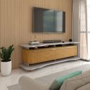 Ver imagem 1 de Rack para Tv até 75 Polegadas Aracaju 3 Portas Off White/naturalle Fresado - Panorama Móveis