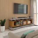 Ver imagem 2 de Rack para Tv até 75 Polegadas Aracaju 3 Portas Off White/naturalle Fresado - Panorama Móveis