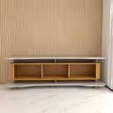 Ver imagem 5 de Rack para Tv até 75 Polegadas Aracaju 3 Portas Off White/naturalle Fresado - Panorama Móveis