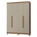 Ver imagem 2 de Guarda-Roupa Solteiro com Pés 4 Portas Batentes Rustic/Crema/Rustic Netuno Madesa