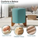 Ver imagem 2 de Kit 2 Puffs Decorativos Eloah Suede Redondo Assento Extra para Sala Quarto Pufe com Pés de Madeira