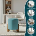 Ver imagem 4 de Kit 2 Puffs Decorativos Eloah Suede Redondo Assento Extra para Sala Quarto Pufe com Pés de Madeira