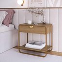 Ver imagem 1 de Mesa de Cabeceira 60cm com Gaveta Prateleira e Pés em Metal Cor:hanover com Dourado