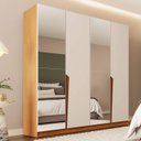 Ver imagem 1 de Guarda Roupa Casal 4 Portas e 4 Gavetas com Espelho 240847 Linha Porto Politorno Móveis