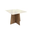 Ver imagem 1 de Mesa para Cozinha Lótus com Tampo Madeirado com Vidro 105x105cm Nogueira Off White Vidro Off White