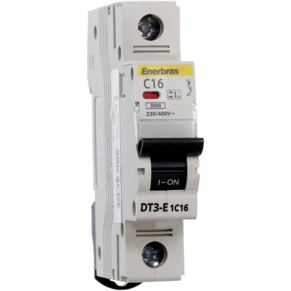 Disjuntor Unipolar 16A 230/400 VCA Enerbras - DT3 E1C16 - 1