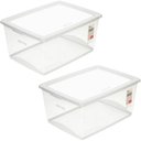 Ver imagem 1 de 2 Caixas Organizadoras Plástica 60l Tampa My Closet Ordene Transparente Empilháveis