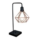 Ver imagem 1 de Abajur Luminária de Mesa com Aramado Retro - Preto com Cobre