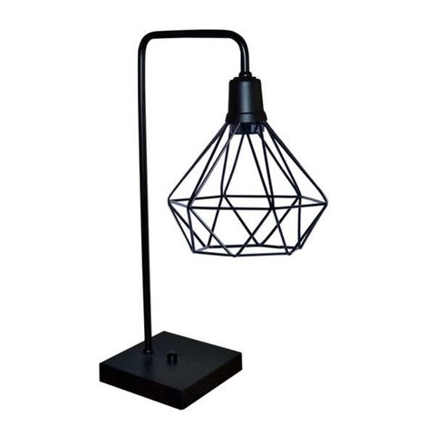 Abajur Luminária de Mesa com Aramado Retro - Preto