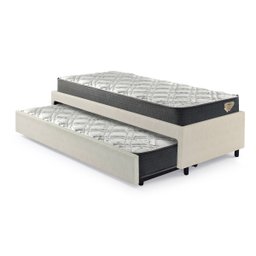 Bicama Box Solteiro Courino Linho Areia 88x188 com Dois Colchões Adapto Molas Ensacadas Ecoflex - 11