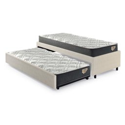 Bicama Box Solteiro Courino Linho Areia 88x188 com Dois Colchões Adapto Molas Ensacadas Ecoflex - 5