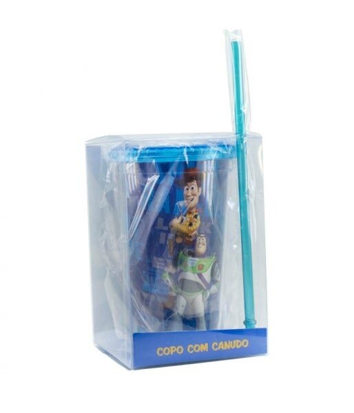 Copo Com Canudo Toy Story 450ml Azul - Disney - 3