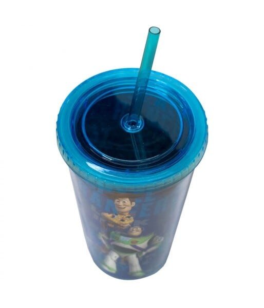 Copo Com Canudo Toy Story 450ml Azul - Disney - 7