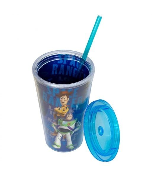 Copo Com Canudo Toy Story 450ml Azul - Disney - 2