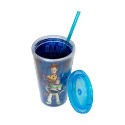 Copo Com Canudo Toy Story 450ml Azul - Disney - 2