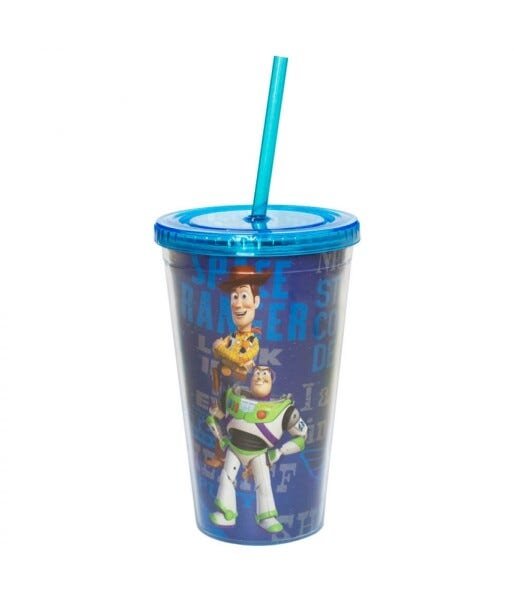 Copo Com Canudo Toy Story 450ml Azul - Disney