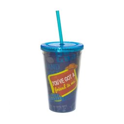 Copo Com Canudo Toy Story 450ml Azul - Disney - 5