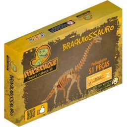 Quebra Cabeça 3D Dinossauro Braquiossauro 51 Peças em MDF - Dinobrinque - 1