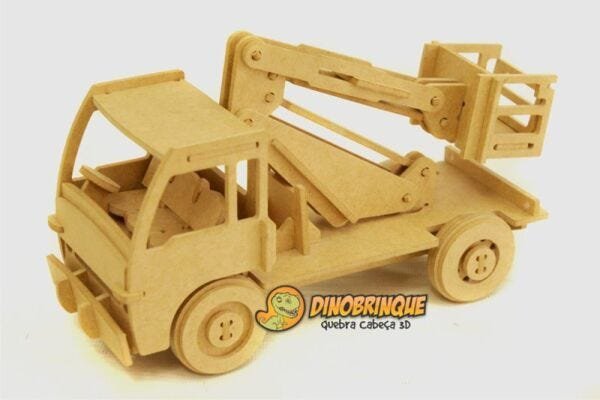 Quebra Cabeça 3D Caminhão Elevador 70 Peças em MDF - Dinobrinque - 2