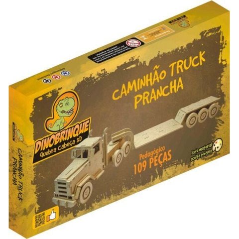 Quebra Cabeça 3D Caminhão Prancha 109 Peças em MDF - Dinobrinque