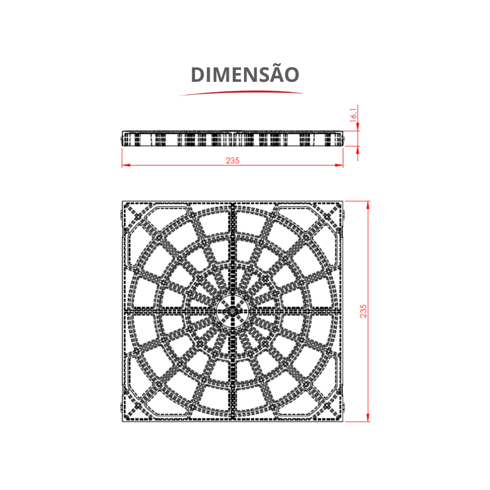 Tampa para Caixa de Passagem e Inspeção de Esgoto Nova 23,6 X 23,6cm Cor Cinza Durín - 3