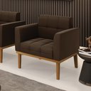 Ver imagem 2 de Poltrona Base de Madeira Fixa Castanho Elisa Suede Marrom D03 - D'Rossi
