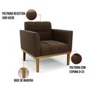 Ver imagem 6 de Poltrona Base de Madeira Fixa Castanho Elisa Suede Marrom D03 - D'Rossi