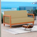 Ver imagem 2 de Sofá Varanda Samoa Madeira Maciça 02 Lugares com Cordas Náutica Linho Dourado - Desk Design