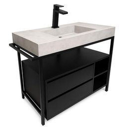 Gabinete Banheiro Ferro Steel Wood 80x45cm Concreto - 1 Gabinete Banheiro Ferro Steel Wood 80x45cm Concreto - 1