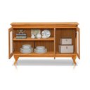 Ver imagem 2 de Kit Cristaleira com Buffet 3 Portas em Madeira Maciça Acabamento Premium Vintage Retrô Imbuia