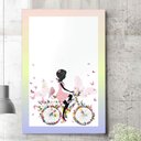 Ver imagem 1 de Placa Decorativa Desenho de Menina de Bicicleta Flores e Borboletas Coloridas-30X45Cm